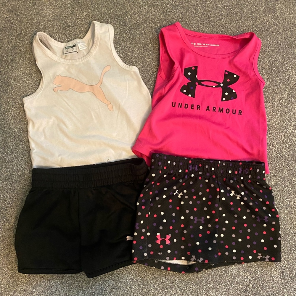 Set of Toddler Girl Athletic Outfits - Puma and Under Armor